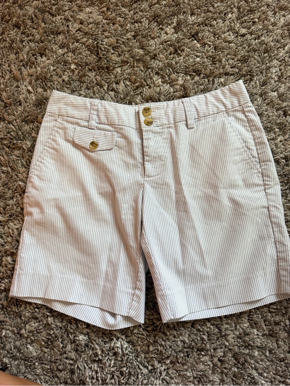 Vineyard Vines White with Light Gray Pinstripe Bermuda Shorts
